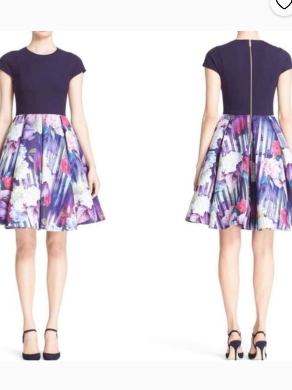 Ted Baker Hydrangea Floral Full Skirt Dress Sz 6/8 Wedding Guest Party